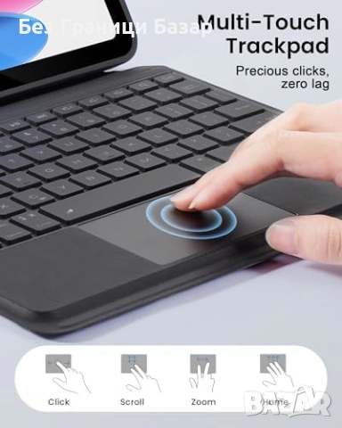 Нов Калъф с клавиатура за iPad 10th Gen A16 2025, тъчпад, RGB, UK layout Кейс таблет Айпад, снимка 4 - Друга електроника - 54724180