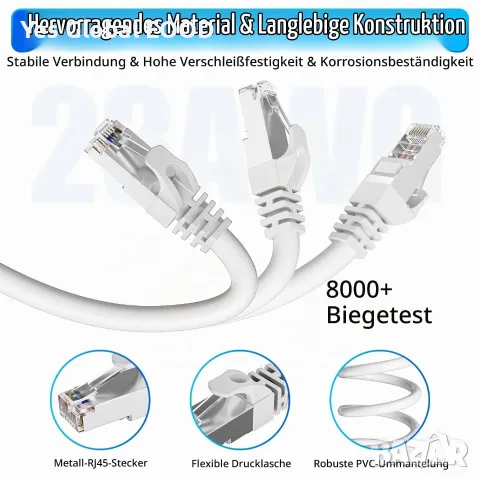 Soibke Cat7 LAN кабел 50 м, S/FTP, 10 Gbps, снимка 4 - Мрежови адаптери - 55695012