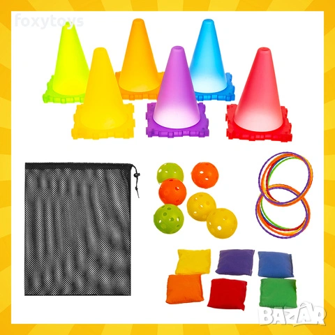 Детски комплект - Игра за хвърляне - конуси, топки, обръчи, торбички. Kruzzel 26514 , снимка 4 - Образователни игри - 54192365