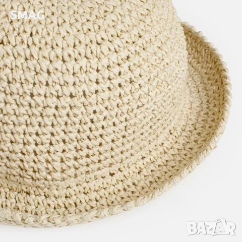 Дамска сламена bucket шапка екрю_1261524, снимка 2 - Шапки - 54904887