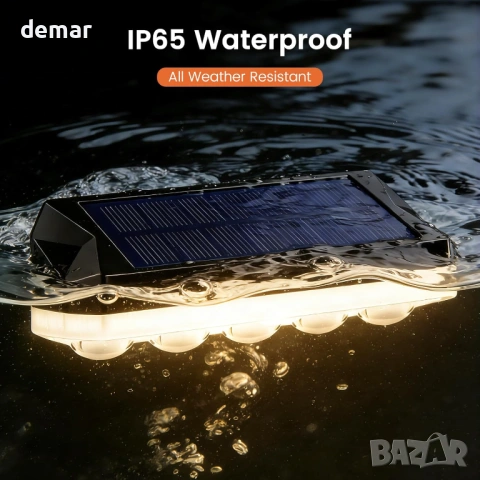 Соларни осветителни тела за огради, бяло/студено бяло и RGB 8 цвята, 5 лещи, 1 брой, снимка 2 - Соларни лампи - 54108823