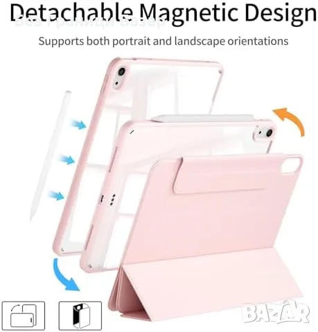 Нов Магнитен въртящ калъф за iPad A16 11/10 поколение, розов, стойка Айпад кейс, снимка 2 - Калъфи, кейсове - 55613286