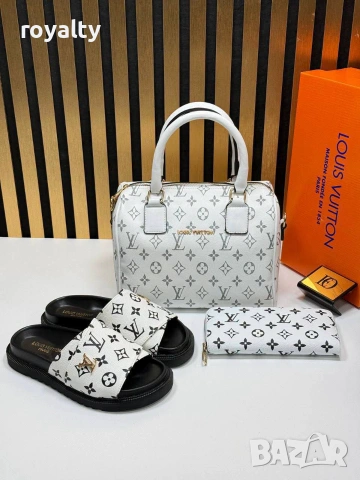 Louis Vuitton Нов Стилен Дамски Комплект Чехли Чанта Различни Модели Луи Витон , снимка 5 - Чехли - 55030890