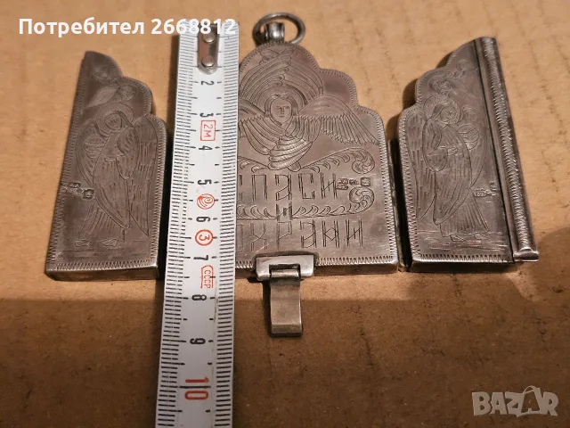 автентична сребърна икона триптих, снимка 7 - Антикварни и старинни предмети - 55606127