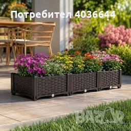 Модулна повдигната леха 120x40x22 см – За зеленчуци, билки и цветя, UV устойчива, кафява
