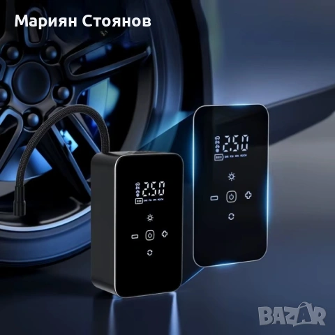 Компресор за гуми помпа за кола безжичен мини преносим смарт акумулаторен  6000mAh 150PSI, снимка 4 - Аксесоари и консумативи - 54654668