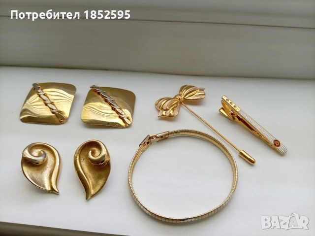 Vintage лот от обеци, гривна, брошка-игла и щипка. 