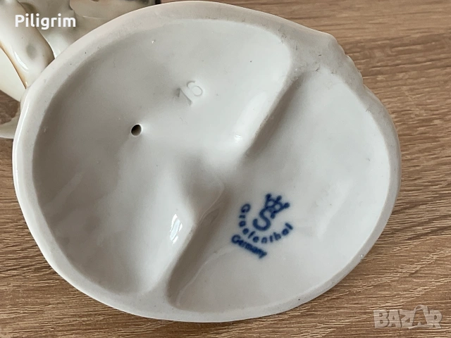 Порцеланова фигурка «Две сови на клон» Gräfenthal, Източна Германия, 1955 г., снимка 7 - Колекции - 55249372
