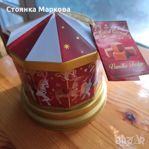 Метална музикална кутия от Англия с Коледни мотиви, снимка 3 - Декорация за дома - 55610657