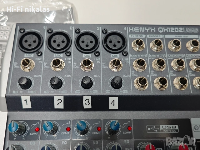 мишпулт миксер с ефекти музикантски смесител BEHRINGER XENYX QX 1202 USB , снимка 3 - Ресийвъри, усилватели, смесителни пултове - 54553778