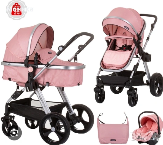 Детска количка "Хавана"+ столче за автомобил, фламинго Chipolino
