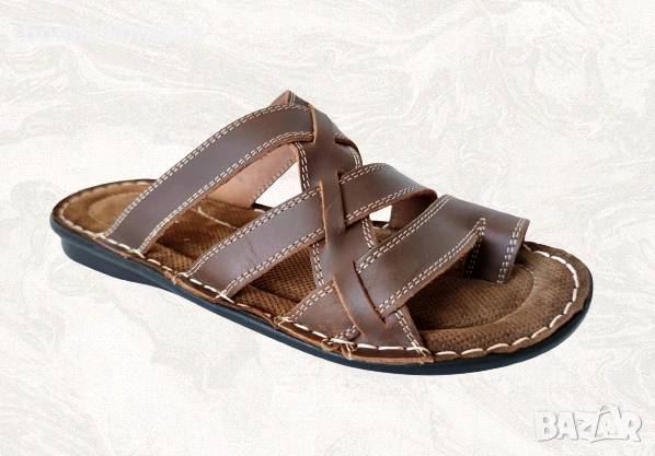 Мъжки чехли изцяло от ЕСТЕСТВЕНА кожа гр. Габрово модел 144