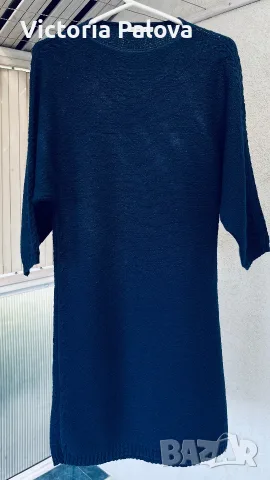 Тъмносиня плетена рокля -пуловер ZARA KNIT, размер S, снимка 4 - Рокли - 55441532
