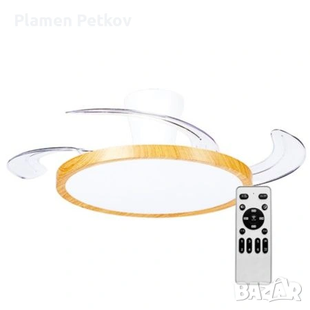 Вентилатор за таван 30W със LED осветление 30W, CCT 3000 ~ 6500 K, дист. управление, дървесен цвят, снимка 2 - Лампи за таван - 55087193