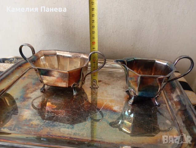 Посребрена сервиз арт деко, снимка 5 - Други ценни предмети - 54589974