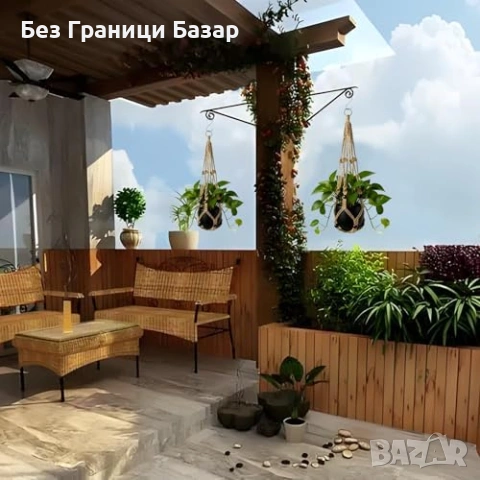 Нов държач Висяща поставка за саксия от юта за дом градина прозорец таван, снимка 7 - Декорация за дома - 55192191