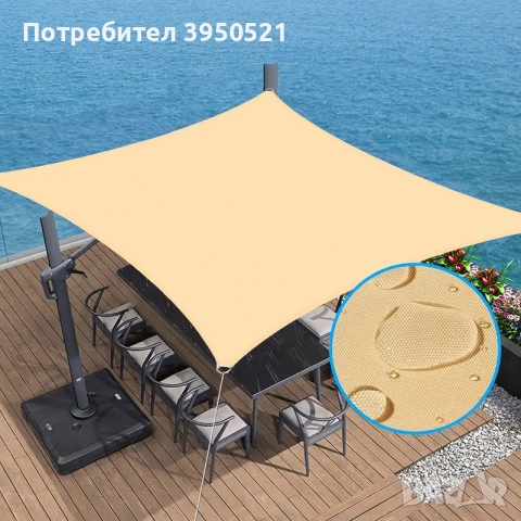 Водоустойчива UV тента за плътна сянка, Големи размери, сенник за градина тераса заведение басейн