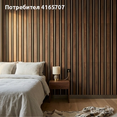 Декоративен стенен панел 16 см x 2.8 м - Орех с черни и метални акцентни линии, снимка 2 - Други стоки за дома - 54714637