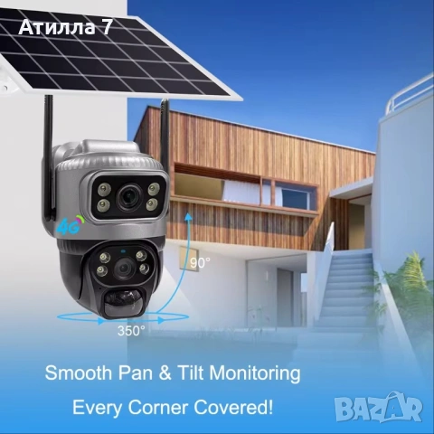 WiFi и соларна камера V380 Pro - двоен обектив, нощен режим, аудио, снимка 3 - Друга електроника - 54166684