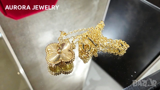 Van Cleef & Arpels VCA Gold Clear Vintage Alhambra Clover Дамско Колие, снимка 6 - Колиета, медальони, синджири - 54603024