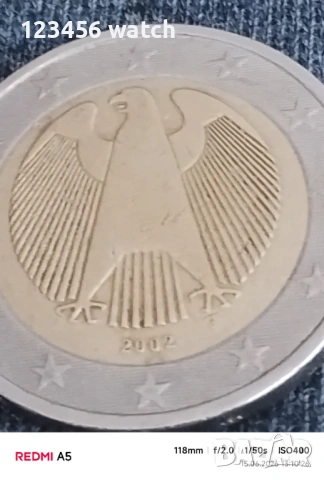 2евро монета буква f2002г