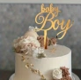 Baby boy златист акрилен топер за забучване декорация на торта , снимка 3