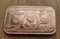 1 oz медна монета $500 McKinley – 999 медно кюлче copper coin copper bar, снимка 1