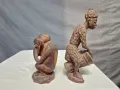 Африкански дървени фигури Барабанист и Маймунка, снимка 2