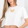 Дамска тениска оригинал кропната - пеперуди Volcom Sun Keep Trim T-Shirt Star White , снимка 2