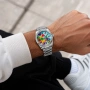 Автоматичен часовник 39mm Automatic Watch Jigsaw Puzzle Dial Sky Blue пъзел небесено син, снимка 4