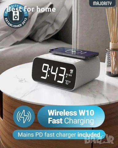 Повечето Bluetooth будилници с безжично зареждане | Нощно часовник за спалня с 10W мощност FM радио , снимка 2 - Радиокасетофони, транзистори - 55584614