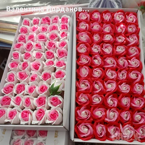 сапунени рози 50 бр в кутия , снимка 4 - Изкуствени цветя - 55345585