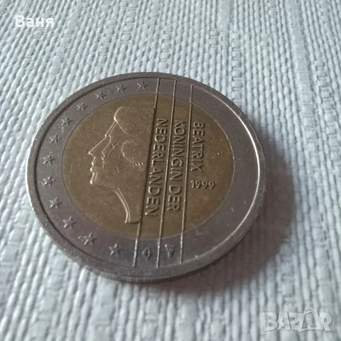 Радка Холандска монета от 2 евро с лика на кралица Беатрикс, 1999 г.