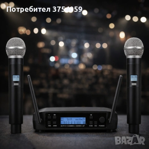 Комплект 2 броя безжични микрофони и UHF приемник с дисплей GLXD4, снимка 5 - Микрофони - 55175045