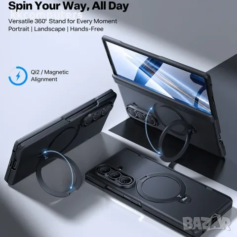 TORRAS Ostand Q3 Spin Series за Samsung Galaxy Z Fold8 Ultra Магнитен PC TPU Калъф с 360° Въртяща Ст, снимка 3 - Калъфи, кейсове - 55612817