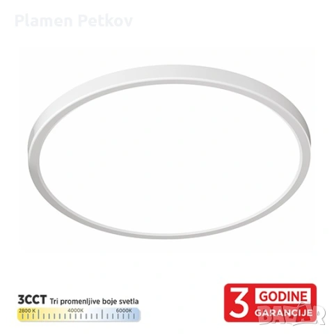 MITEA Lighting M205762 - LED плафон , 24W, 3CCT 3000/4000/6500K, IP40,бял