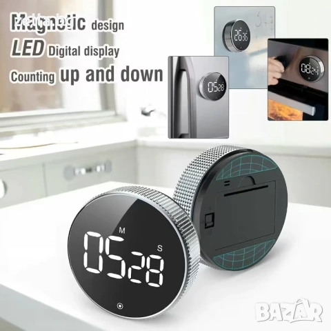 Дигитален кухненски таймер с LED дисплей до 99 мин – Аларма 90dB, магнит, голям екран 10244, снимка 9 - Резервни части за телефони - 54661772
