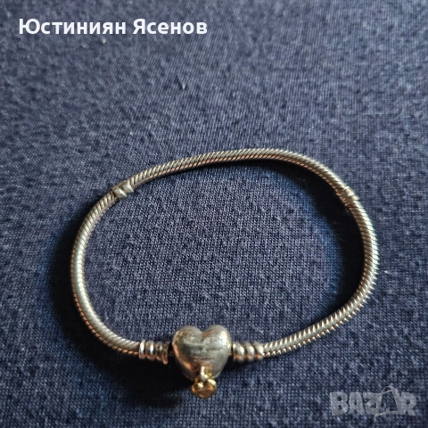 Сребърна гривна Pandora с 14к златно покрита висулка с верижкка змия от Disney Princes Lim. edit, снимка 3 - Гривни - 54729383