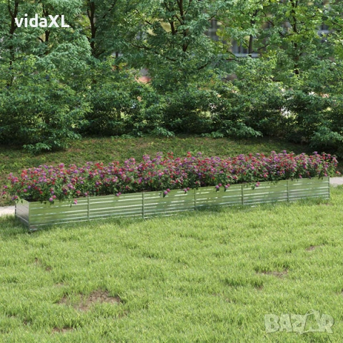 vidaXL Повдигната градинска леха, 600x80x45 см, стомана, сребриста(SKU:316903), снимка 2 - Саксии и кашпи - 54179753