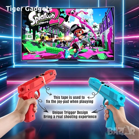 DOBE Пистолет за Nintendo Switch и Switch OLED контролери – Комплект 2 броя (Син + Червен), снимка 2 - Аксесоари - 54931626
