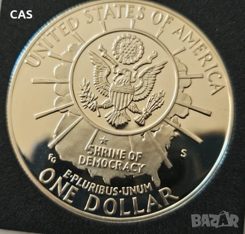 1 Долар 1991 САЩ -  сребро, снимка 4 - Нумизматика и бонистика - 54347390