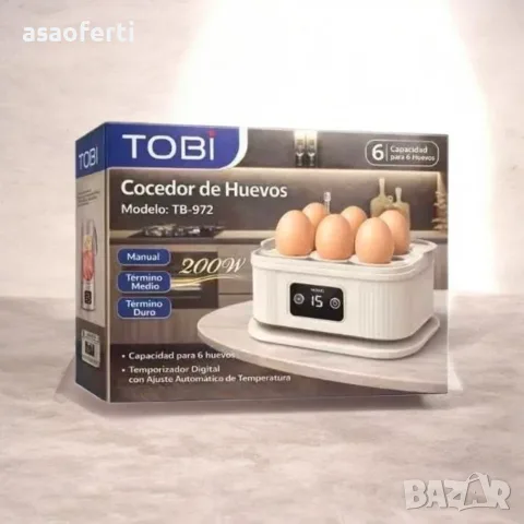 Електрическа яйцеварка за 6 яйца TOBI TB-972, 200W, снимка 3 - Кафемашини - 55415714