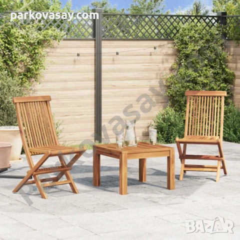 Сгъваеми градински столове тиково дърво масив, снимка 2 - Градински мебели, декорация  - 54163324