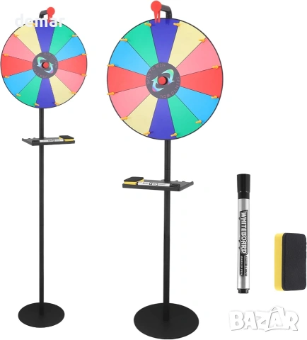 Колело на късмета въртящо се колело за томбола/игра с маркери и стойка (Prize Wheel)
