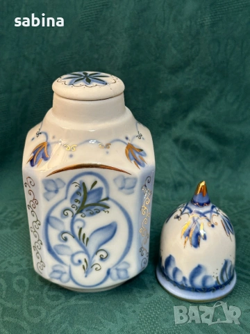 Руски порцелан Буркан за чай (чайница). Кисловодск, СССР, снимка 2 - Кутии за храна - 54946884