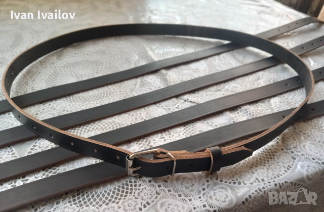 МАКСИ Колан (2.5 см) – ЕСТЕСТВЕНА КОЖА – Черен с натурален кант (до 145 см)