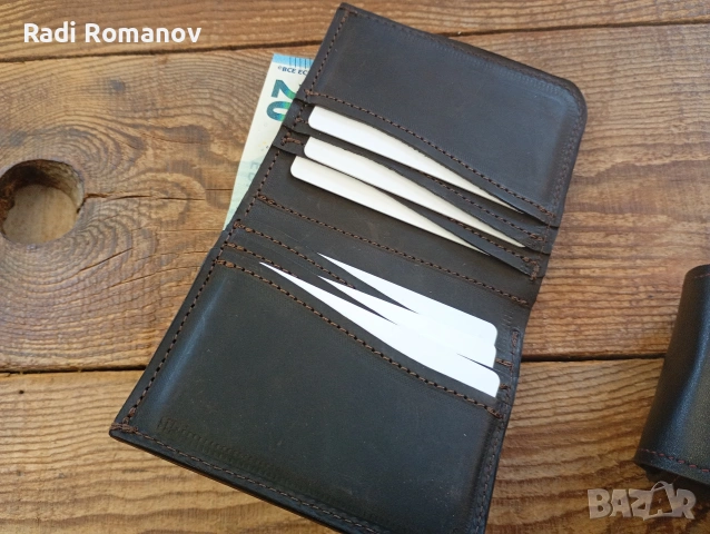 Ръчно изработен мъжки кожен портфейл , снимка 4 - Портфейли, портмонета - 54352371