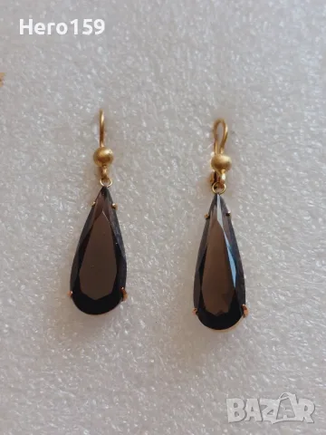 Прекрасни златни дамски обеци с топази,Art Deco,zlato 14 k.