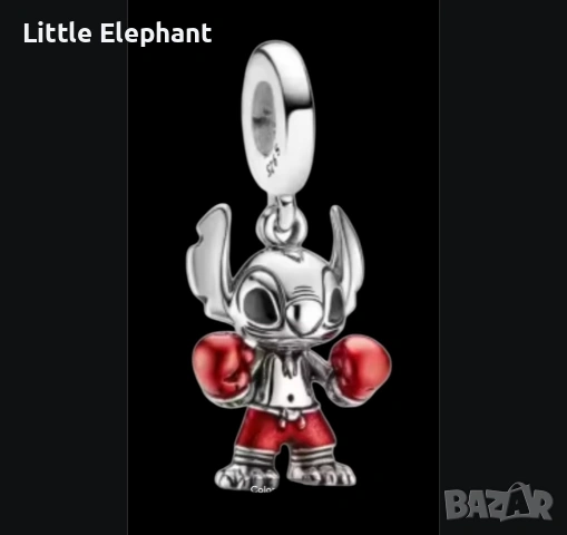 Pre order ​✨ Ексклузивно: Сребърен талисман "Стич Боксьор" (Disney Stitch) ✨/нов