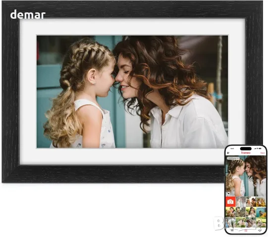 Цифрова фоторамка WiFi рамка от черен дъб, 10.1 инча, 32GB памет, 1280*800 IPS HD сензорен екран